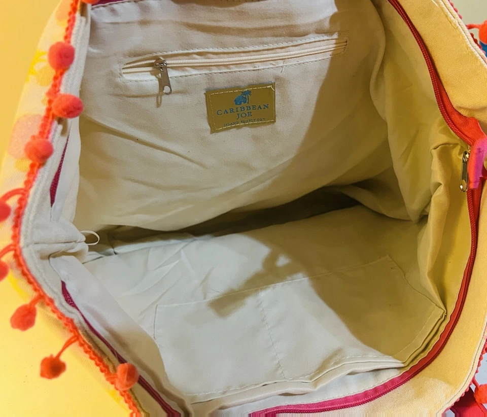 Caribbean Joe Cartera Tropical Floral Bolso de Playa con Bolsillos Piñas Foto 3 de 3