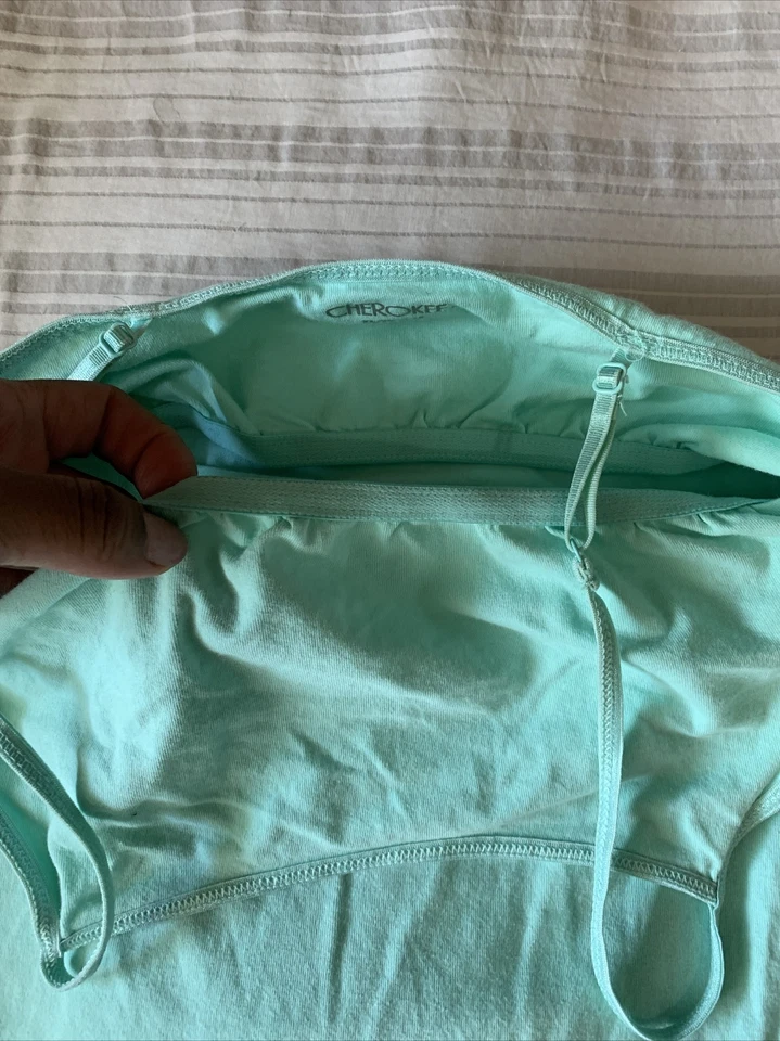 CHEROKEE XL (14-16) Green Tank Top Attached Bra - Image 3 of 4