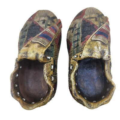 1 Pair - Native American Moccasins - Table Top, Nick Nack, Decor, 3.5'' EUC
