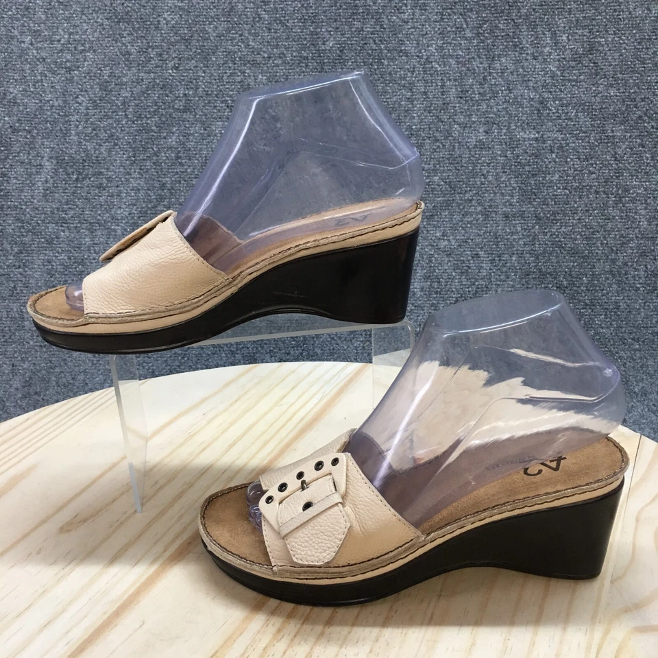 Sandalias A2 by Aerosoles para mujer 6 M Dread Stock Slides cuero beige cuña informales Foto 2 de 4