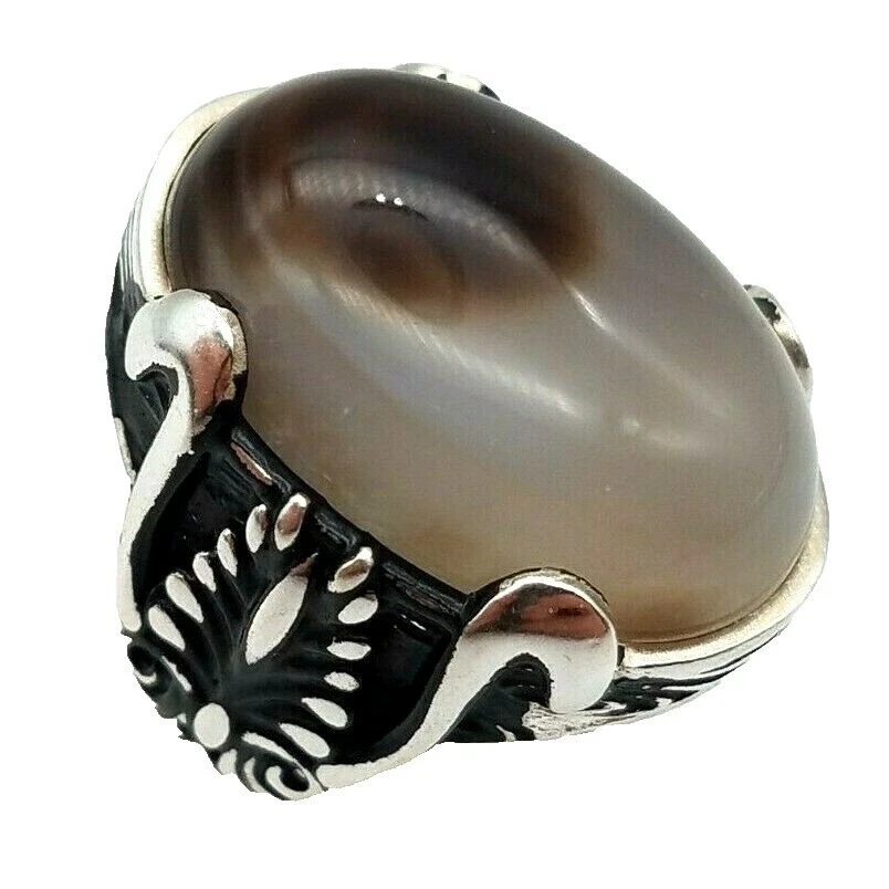 Anillos de Plata Marrón para Hombres 9.5 Anillo