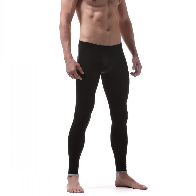 Men Underwear Ice Silk Thermal Long Johns Trouser Pants Bottoms Base