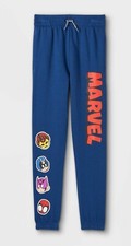 Marvel Super Hero Boy's Pull-On Fleece Jogger Sweatpants Navy NWT XL 14 Kid's