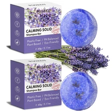 2 Pack Lavender Shampoo Bar,Solid Hair Bar and Conditioner Effect Hair Soap,Orga