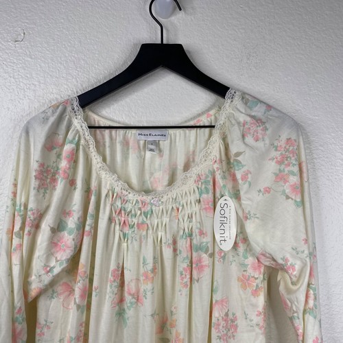 Miss Elaine Nightgown Sofiknit Long Sleeves Floral Ivory Sz S Cottage Core NWT - Picture 4 of 12