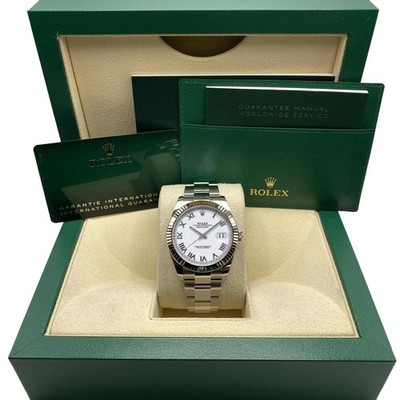Rolex Datejust 126334 Auster Stahl Weiß Römische Zifferblatt Automatisch Uhr B&p