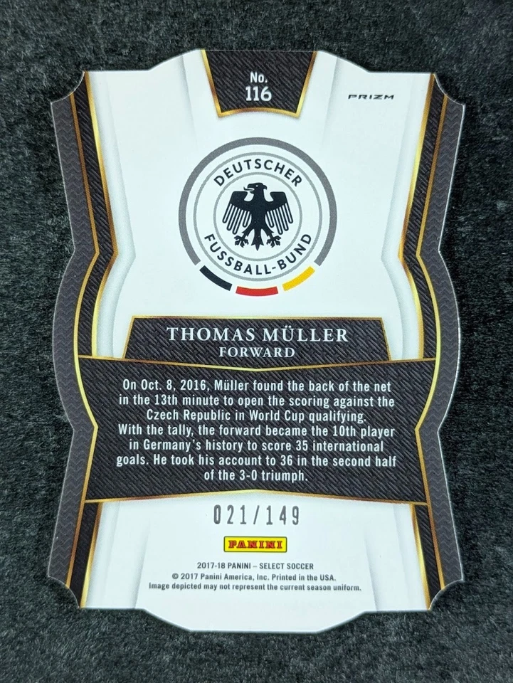 2017-18 Panini Select FIFA THOMAS MULLER 21/149 Purple Die-Cut Prizm Mezzaine SP - Image 2 of 3