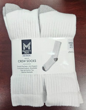 Member's Mark Men Crew Socks 10 Pair 79 Cotton Sizes 6-12 WHITE MADE IN USA NEW
