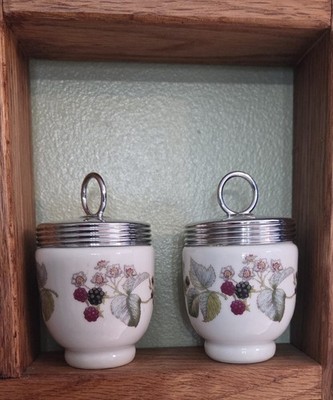 Set of 2 Royal Worcester Egg Coddlers Cups Lavinia Berries King Size 2.5'' tall
