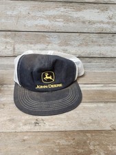Vintage John Deere K Products Hat SnapBack Black Yellow Mesh USA Farmer Trucker