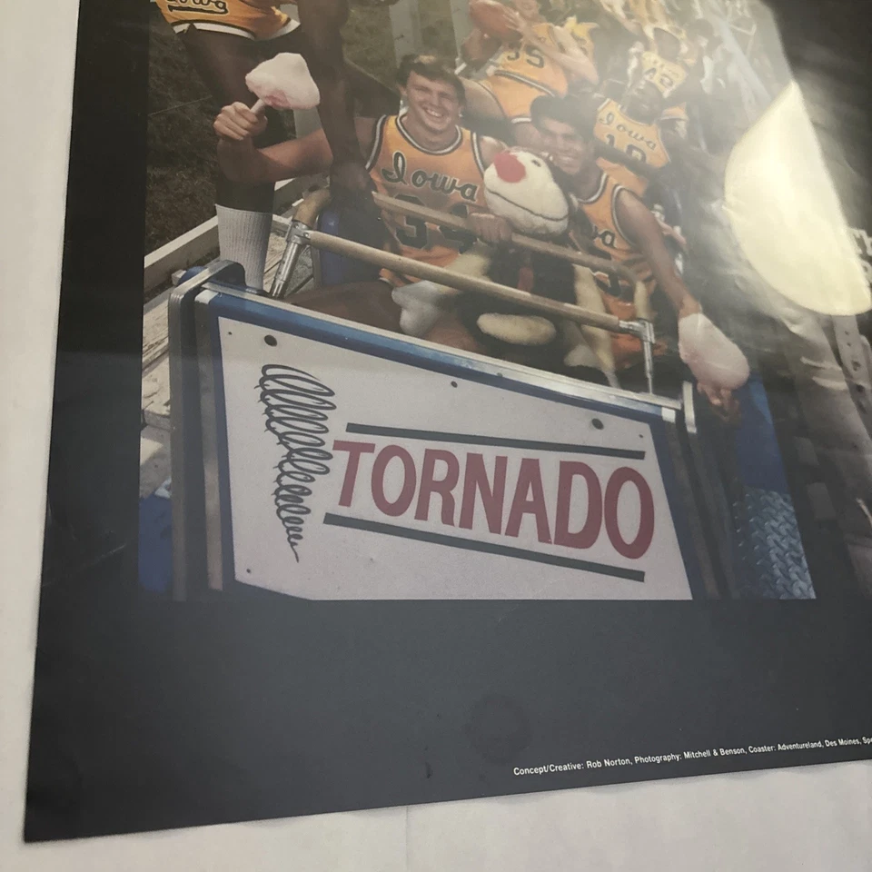 VTG 80s Iowa Hawkeyes Poster Basketball Adventureland Tornado Rollercoaster KRNA - Image 4 of 4