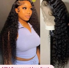 Water Wave Human Hair Lace Front 13x4 Transparent Lace Frontal (20 Inch)
