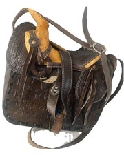 Vintage Artisan Leather Horse Saddle Crossbody Shoulder Bag Tooled Western