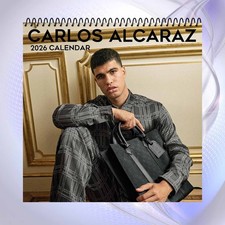 Carlos Alcaraz 2026 Wall Calendar, Tennis Star Art Print, Sporty Home Decor Gift