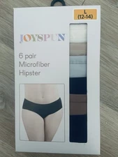 Joyspun Women’s Size Large (12-14) 6 Pairs Of Microfiber Hipster Soft Panties