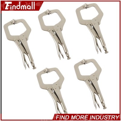 Findmall 5 Pack 11'' Locking C-Clamp Adjustable Pliers Grip With Swivel Pad Vise