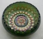 SUPER VINTAGE CARNIVAL FENTON DARK GREEN COIN DOT ROSE BOWL “SMOOTH EXTERIOR”