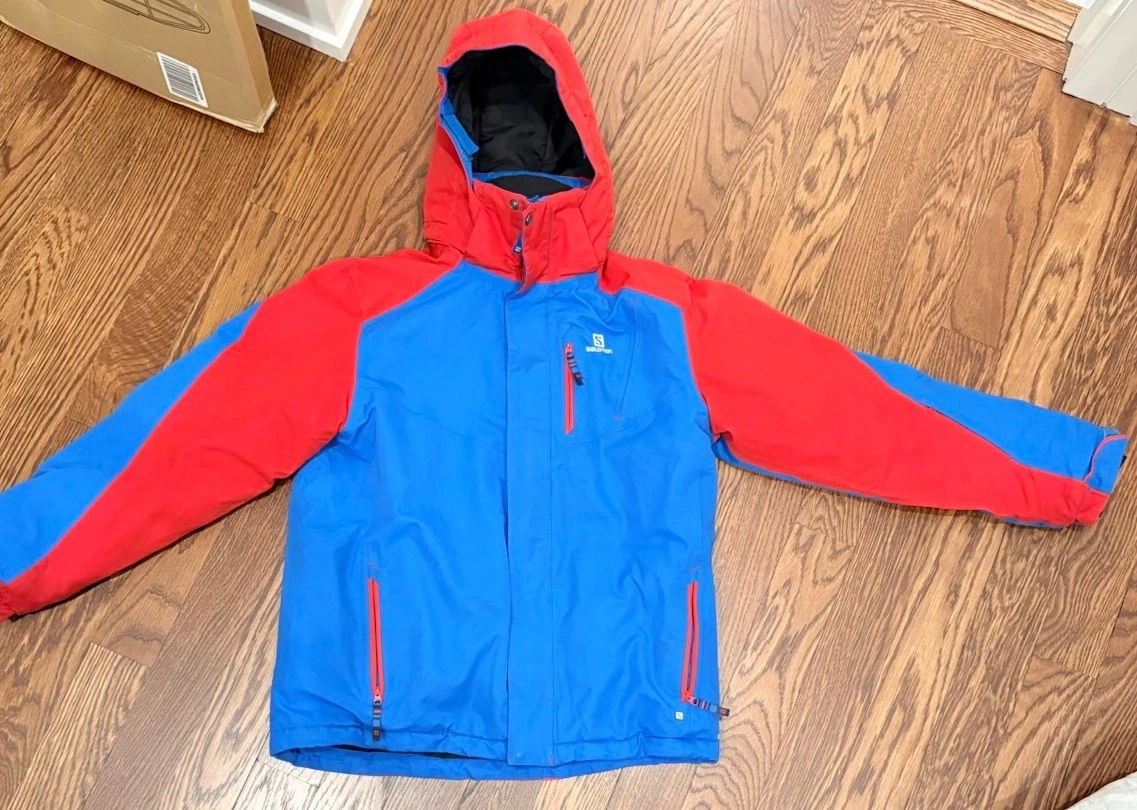 Youth Large Salomon Winter Coat Ski Jacket - Red And Blue