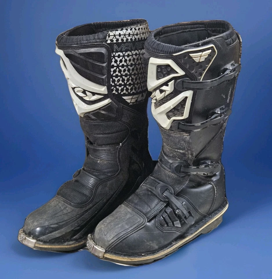 Fly Racing Maverick 摩托车越野摩托车赛车靴男式 13 个额外肩带硬 — 第 2/4 张图片