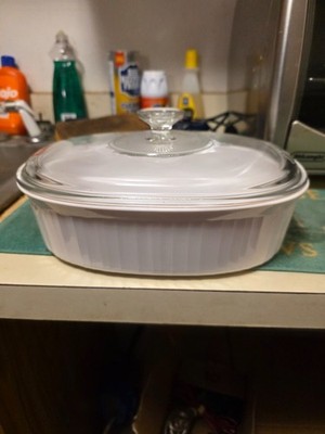 Corning Ware Casserole Pan French White Dish 2.8 Liter F-2-B With Pyrex Lid