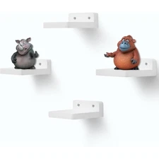 Small Floating Shelf 4x4 Inch Display Ledge Mini Wall Shelf Rustic White Wood