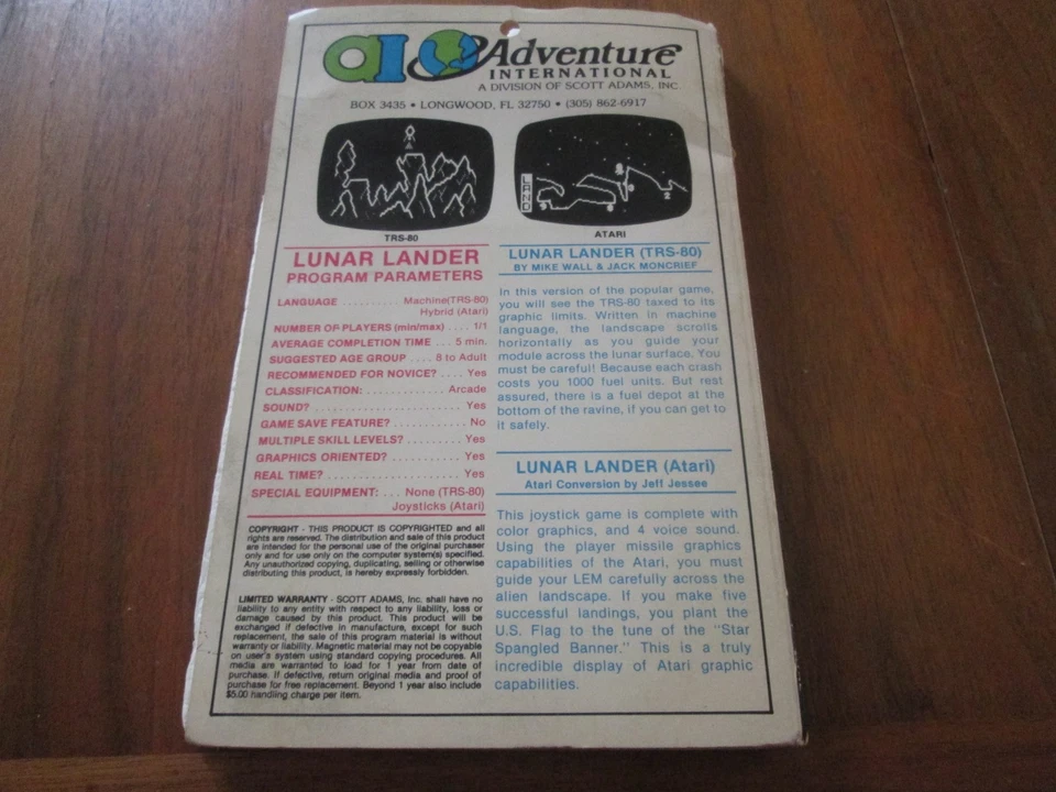 Lunar Lander TRS-80 Adventure International 1981 Game Complete in Box - Image 2 of 4