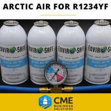 Envriosafe Arctic Air for R-1234yf, R1234, r1234yf, 4 cans and gauge