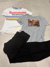 BUNDLE-ZARA SEQUIN FRONT T-SHIRT M&S GORGOUS TSHIRT & DP LEGGINGS uk 10 -bargain