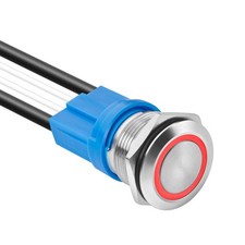 LED Latching Push Button Switch Stainless Steel IP67 Waterproof 5-24V 20A 1NO