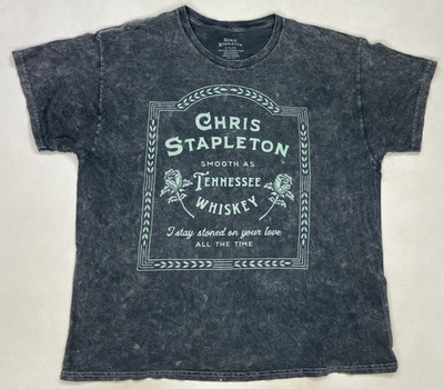 Chris Stapleton Smooth As Tennessee Whiskey Graphic T-shirt Men XL Black Wash