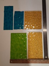 Lot Of 5 Variety Colors Ice Textured Stained Glass Sheets. Non-fusable. Vtg