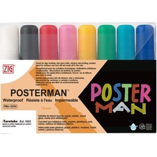 Marcadores de punta de póster Zig de 15 milímetros, multicolor, paquete de 8, bolígrafos y marcadores de arte