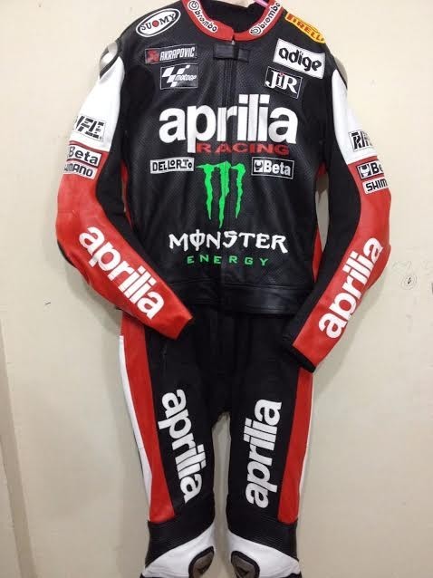 Combinaison en cuir de moto Aprilia pour homme avec veste et pantalon de course noir