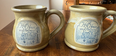 Set 2 Deneen Pottery Hill House Bed & Breakfast Ashville NC Coffee Mugs Yellow