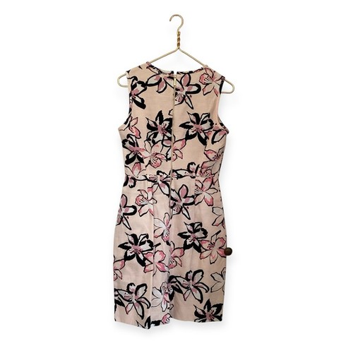Kate Spade rosa schwarz Blumendruck ärmellos Midi Dressigner Kleid Gr. 6 - Bild 2 von 4