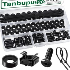 120Pcs M6 x 16mm Rack Mount Cage Nuts Screws Washers and Self-Locking Cable Ties