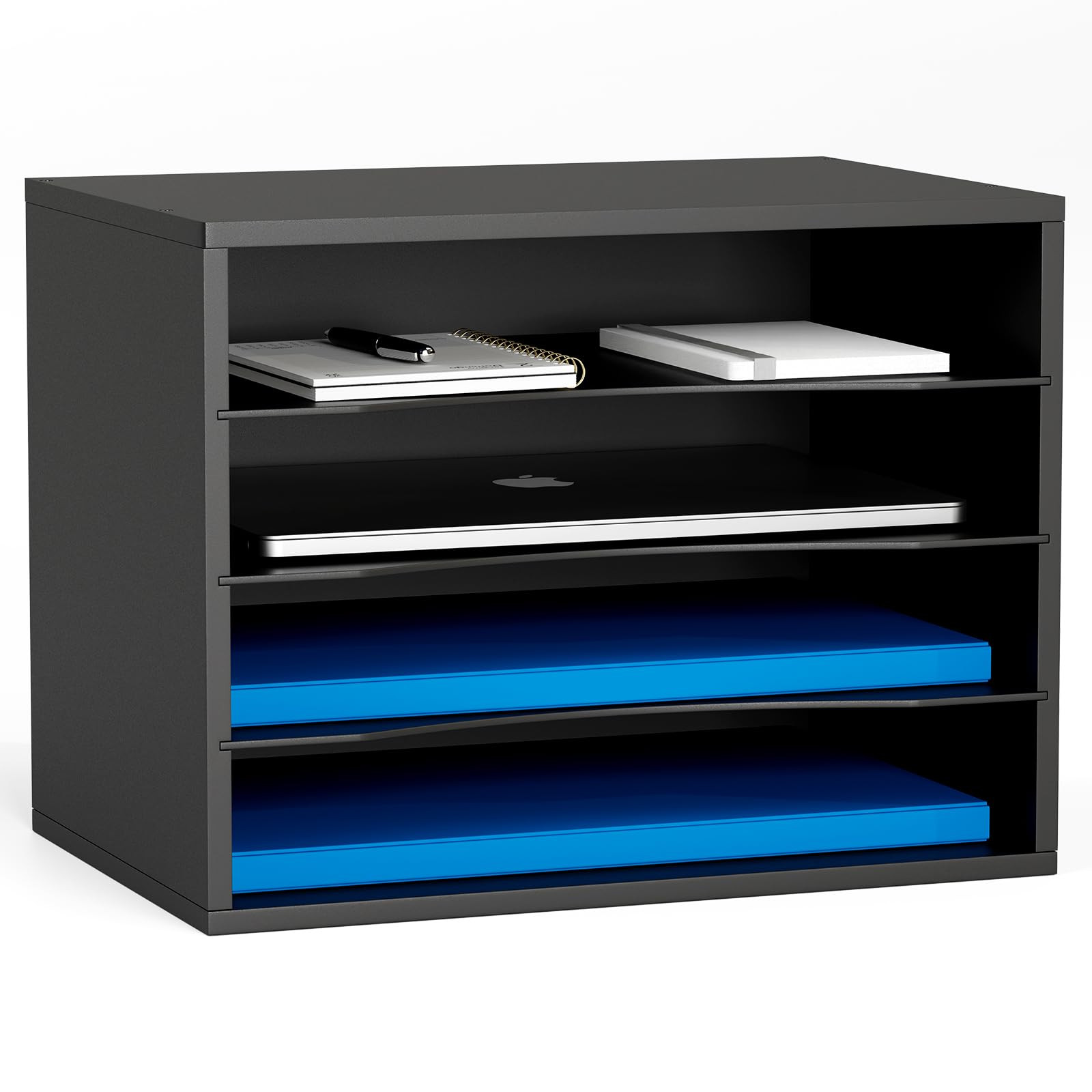 3-Tier Wood Desktop Letter Tray Organizer for Mail and Paper Storage