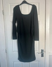 Shein Black Long Sleeve Maternity Midi Dress Size M