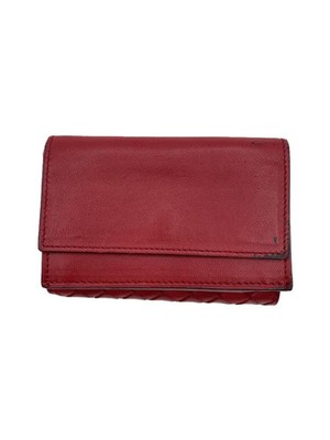 BOTTEGA VENETA Tri fold Wallet Leather RED Women s 131239 V0013 6210 Some wear p