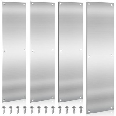 4 PCS 16x4 Inch Metal Door Push Kick Plate Stainless Steel Screws Hardware