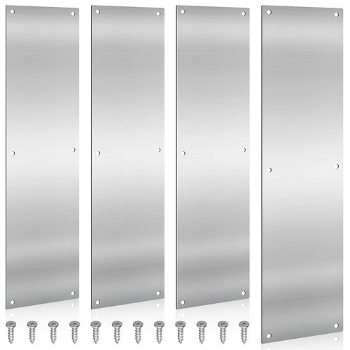 4 PCS 16x4 Inch Metal Door Push Kick Plate Stainless Steel Screws Hardware - Picture 1 of 6