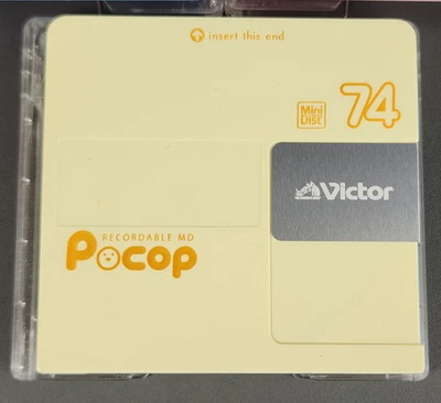 3 VICTOR [JVC] POCOP MD74 80 Minidisco MD con Estuches Deslizantes Color Crema Rosa Azul