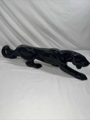 Vintage Haeger Pottery Black Panther 23" Sleek Slinking Cat Statue