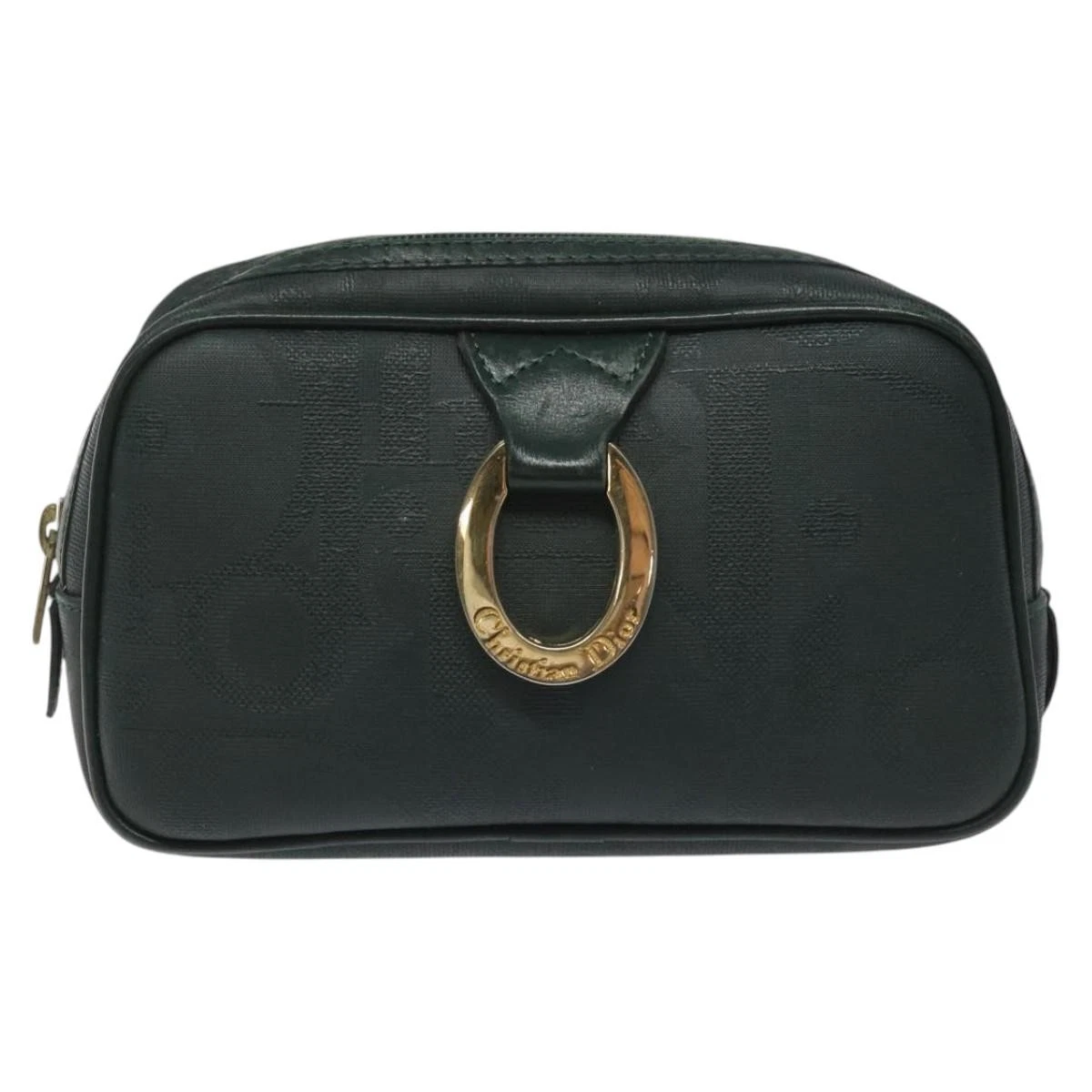 Sac pochette toile verte Dior Trotter authentique