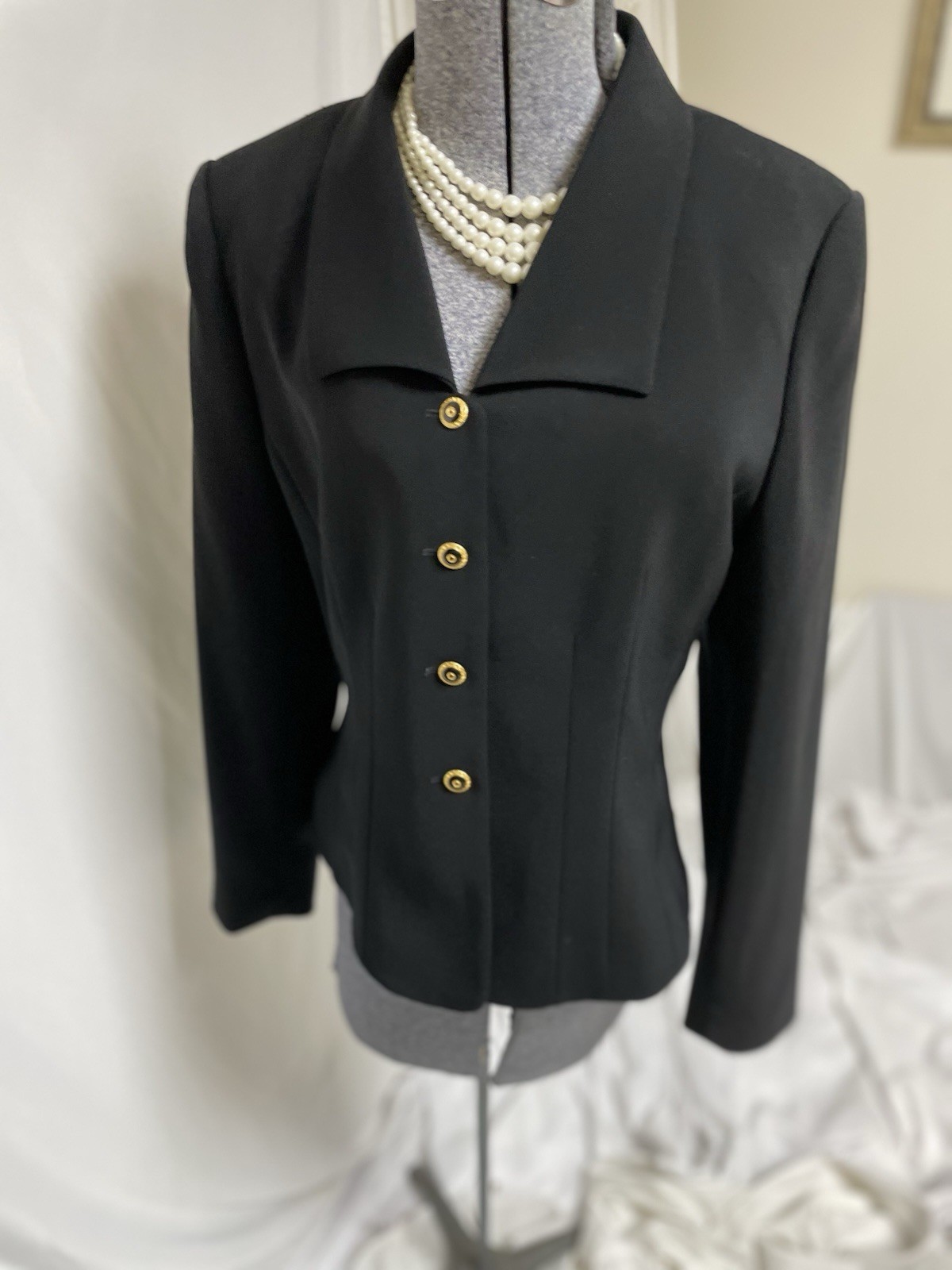 Le Suit Blazer Size 10 Black Suit Seperates Jacket Gold Tone Buttons Executive