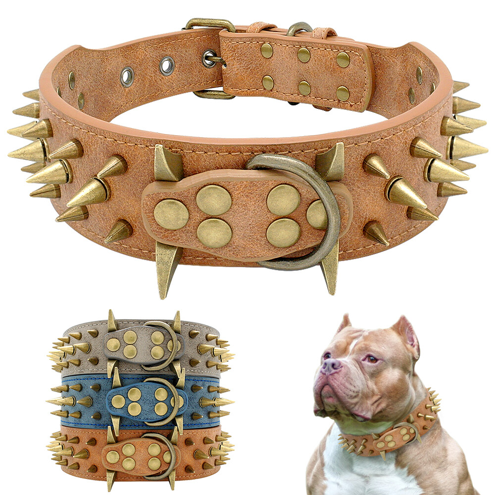 Hundehalsband Mit Nieten Aus PU-Leder – Verstellbar, Mit Spikes, Für Kleine Bis Große Hunde