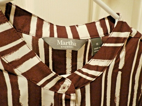 MARTHA STEWART STRIPE TOP SIZE 1X (2X) CK MEASURE RAISEN COLOR - Picture 3 of 7