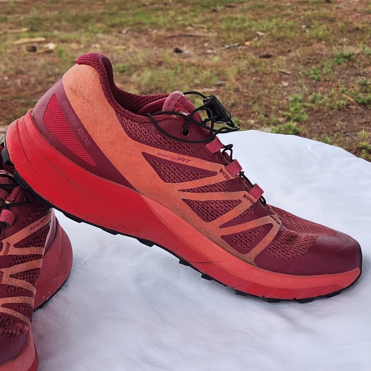 Salomon Womens 6.5 Sense Ride Red Trail Hiking Running Shoes