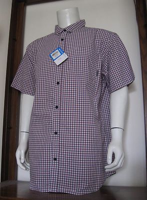 M Men Columbia Rapid Rivers Short Sleeve Button Shirt Blue Orange Plaid NWT