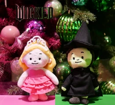 WICKED Movie Plush Doll ELPHABA & GLINDA Set Ornament Keyring LCNSD *Paid USduty